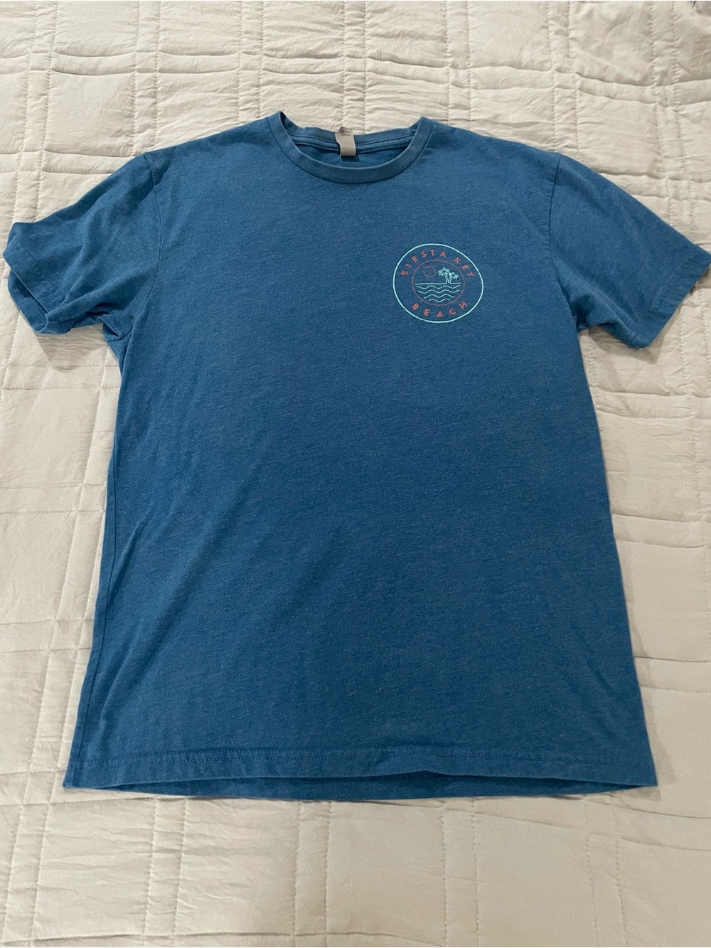 Next Level Apparel Blue Short-Sleeve Crewneck Tee with Small Chest Emblem